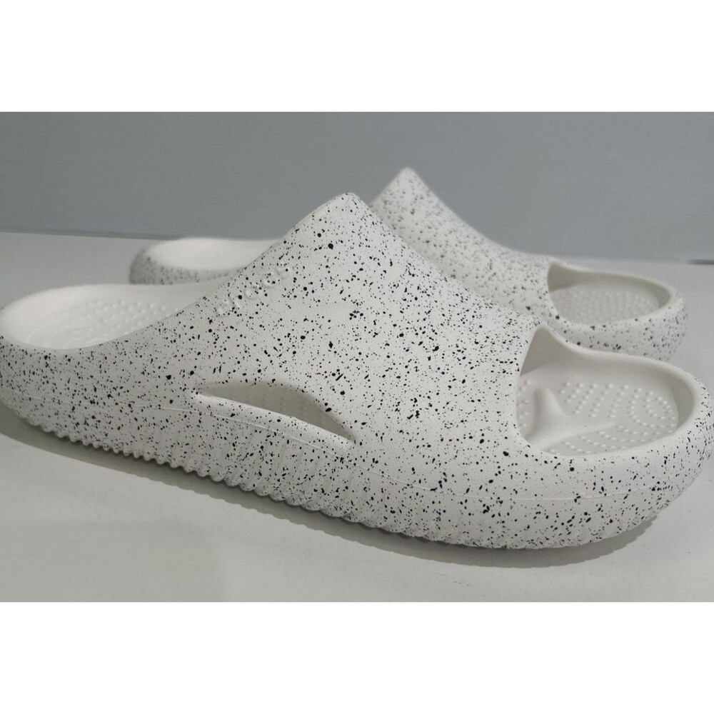 Crocs Mellow Recovery Speckle Slides Men's Size 11 White Slip On Comfort Sandals